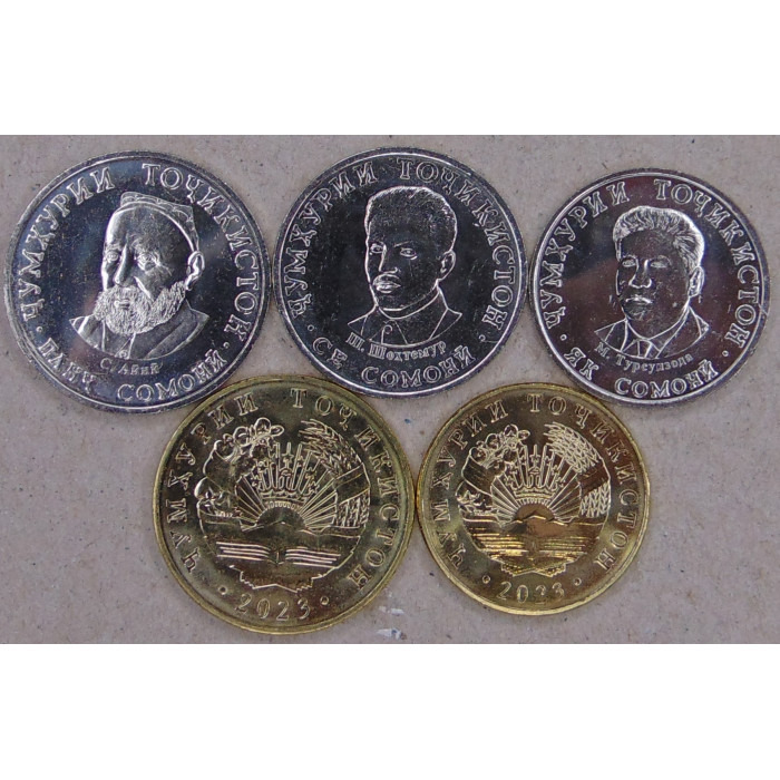 Таджикистан 20, 50 дирам 1, 3, 5 сомони 2023 UNC.