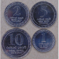 Шри-Ланка. Набор 4 монеты. 1, 2, 5, 10 рупий 2017 UNC