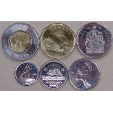 Канада 5, 10, 25, 50 центов, 1, 2 доллара 2023 Карл III UNC