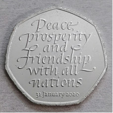 Великобритания 50 пенсов 2020 Брексит. Brexit UNC