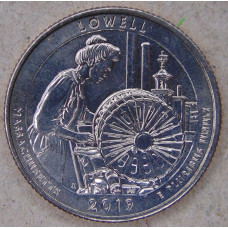 США 25 центов 2019 46 Национальный исторический парк Лоуэлл UNC. D. арт. 5408