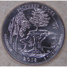 США 25 центов 2018. парк 41. Национальные Озерные Побережья Живописных Камней. D. UNC