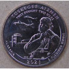 США 25 центов 2021 Парк 56 Национальный исторический памятник летчиков. Таскиги Алабама. Двор D UNC