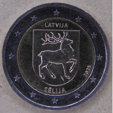 Латвия 2 евро 2025 Селия UNC