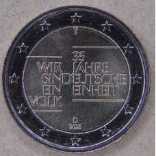 Германия 2 евро 2025 35 лет немецкого единства. Объединение Германии UNC
