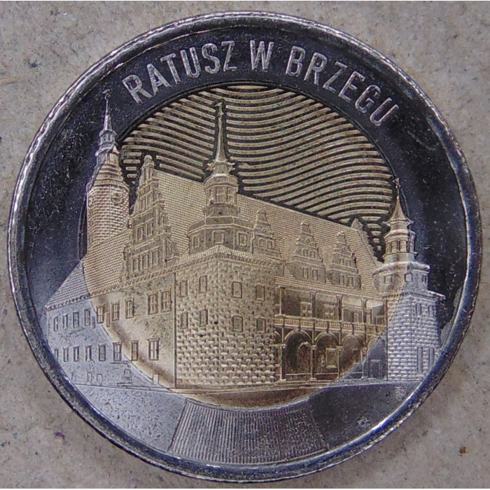 Польша 5 злотых 2025 Ратуша в Бжеге. Бжег UNC