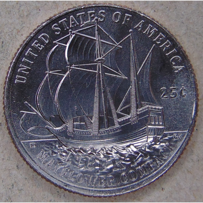 США 25 центов 2026 Мэйфлауэрское соглашение. 250 лет Независимости. P. UNC