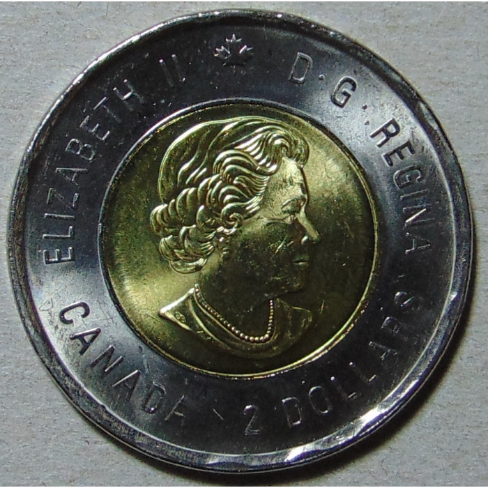 Канада 2 доллара 2020 100 лет со дня рождения Билла Рида (цветная) UNC