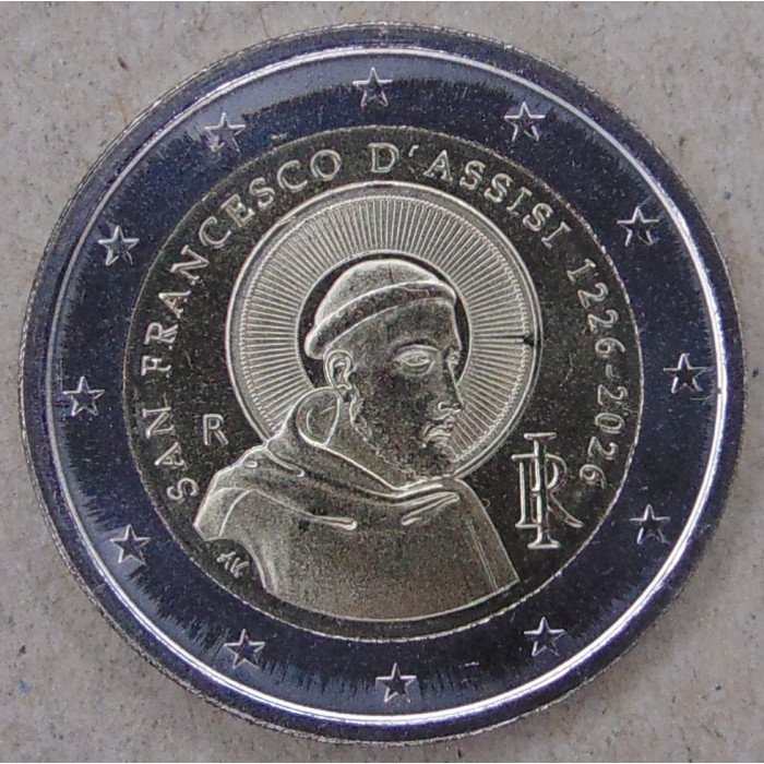 Италия 2 евро 2026 Святой Франциск Ассизский UNC