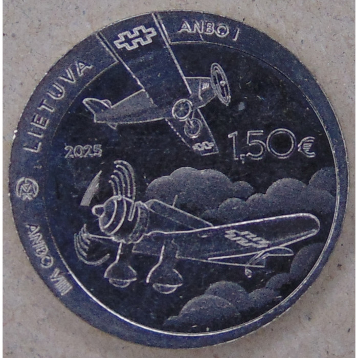 Литва 1,5 евро 2025 Авиаконструктор Антанас Густайтис UNC