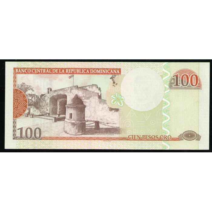 Доминикана 100 песо 2006 год UNC Дуарте Пуэрта-дель-Конде