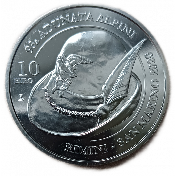 Сан-Марино 10 Евро 2020 год , UNC , 93-я Ассамблея альпийских войск в Римини 