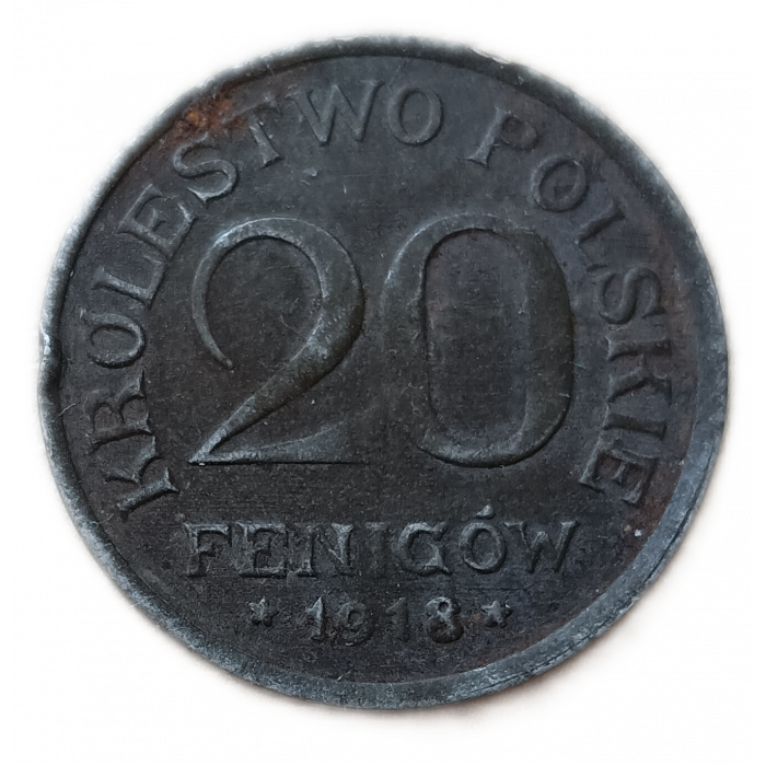 Польша  Польское Королевство 20 Фенигов 1918 год