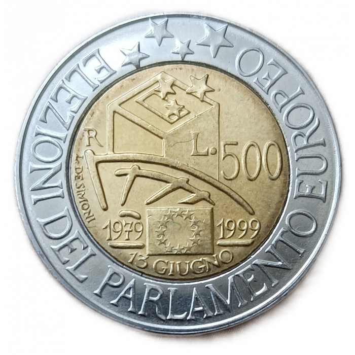 Италия 500 лир 1999 UNC 20 лет Европейскому парламенту