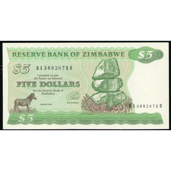 Зимбабве 5 долларов 1994 год UNC