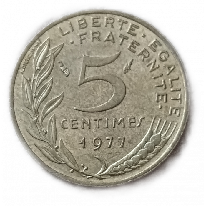 Франция 5 Сентим 1977 год