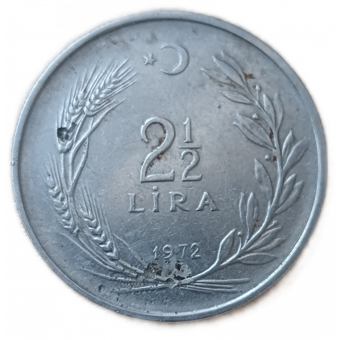 Турция 2 1/2 лиры 1972 год