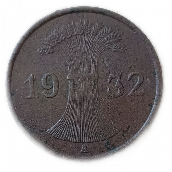 Германия 1 Рейхспфенниг 1932 A год Веймарская республика 