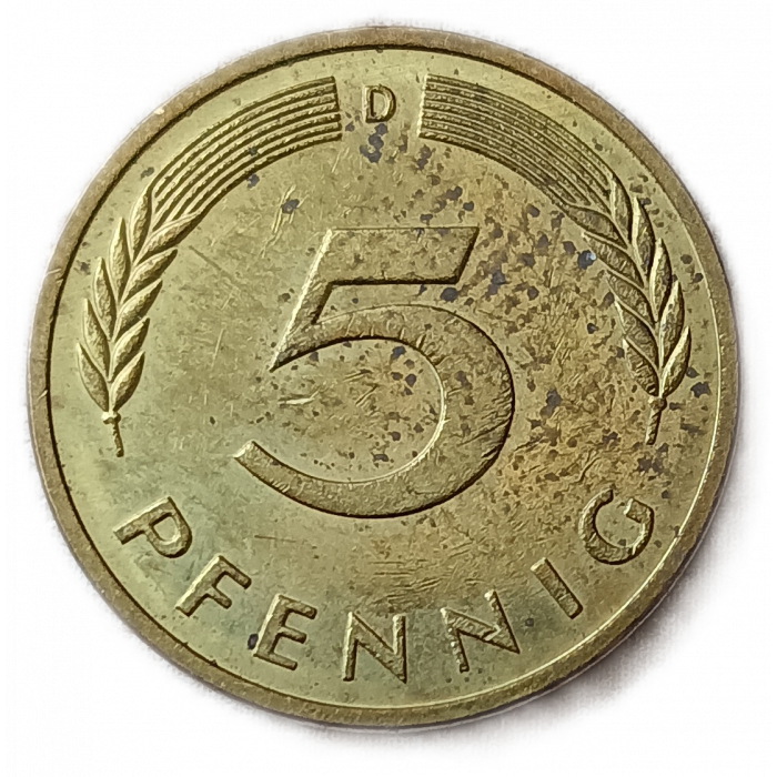 Германия ФРГ 5 Пфеннигов 1995 год D