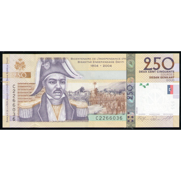 Гаити 250 гурдов 2008 года UNC Двухсотлетие независимости Гаити Император Гаити Жак 1