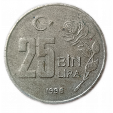 Турция 25000 Лир 1996 год , Роза , Мустафа Кемаль Ататюрк
