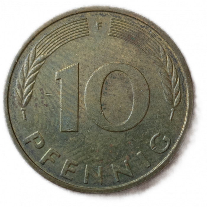 Германия , ФРГ 10 Пфеннигов 1996 год , F