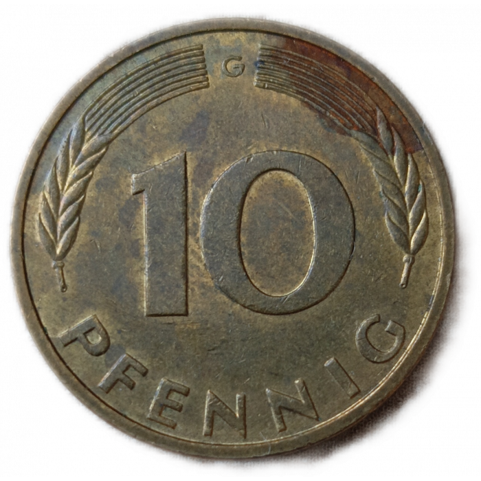 Германия , ФРГ 10 Пфеннигов 1988 год , G