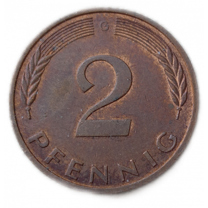 Германия , ФРГ 2 Пфеннига 1993 год , G