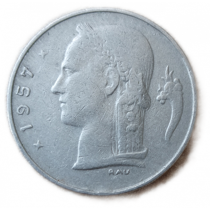 Бельгия 1 франк 1957 год BELGIE