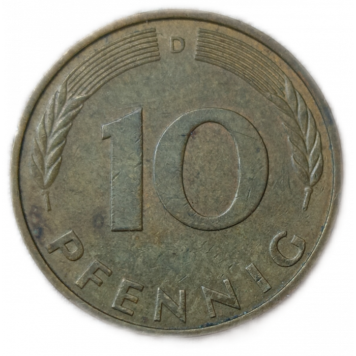 Германия ФРГ 10 Пфеннигов 1991 год D