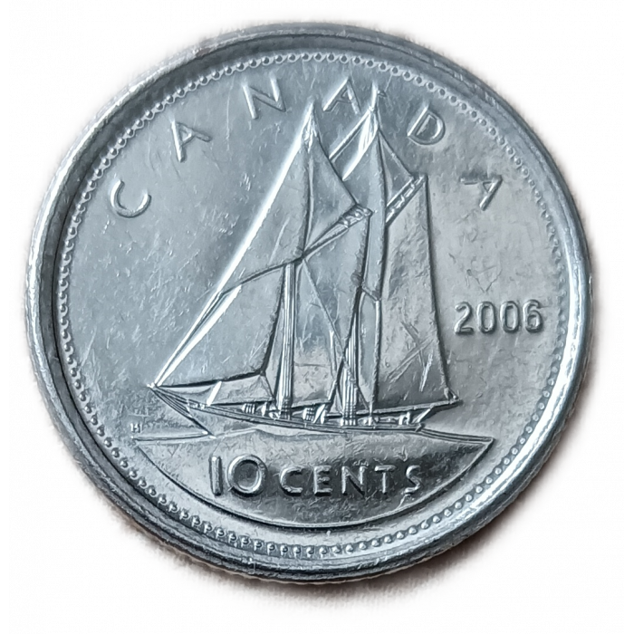 Канада 10 Центов 2006 год UNC Парусный корабль Bluenose Синеносый 