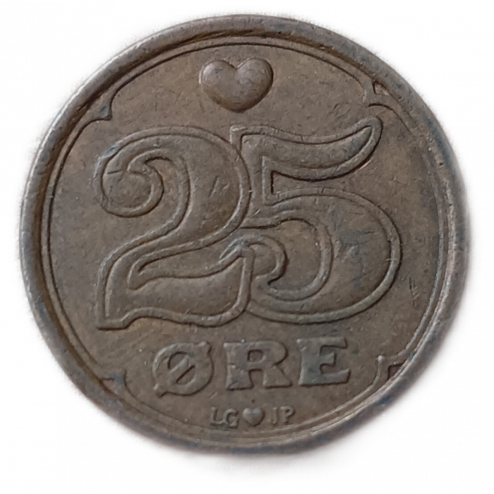 Дания 25 Эре 1990 год 