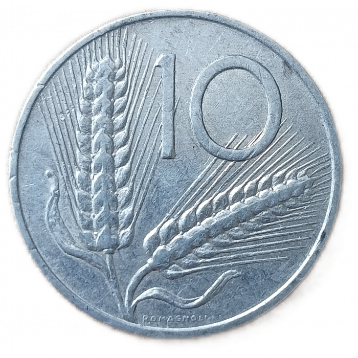 Италия 10 лир 1973 год Плуг