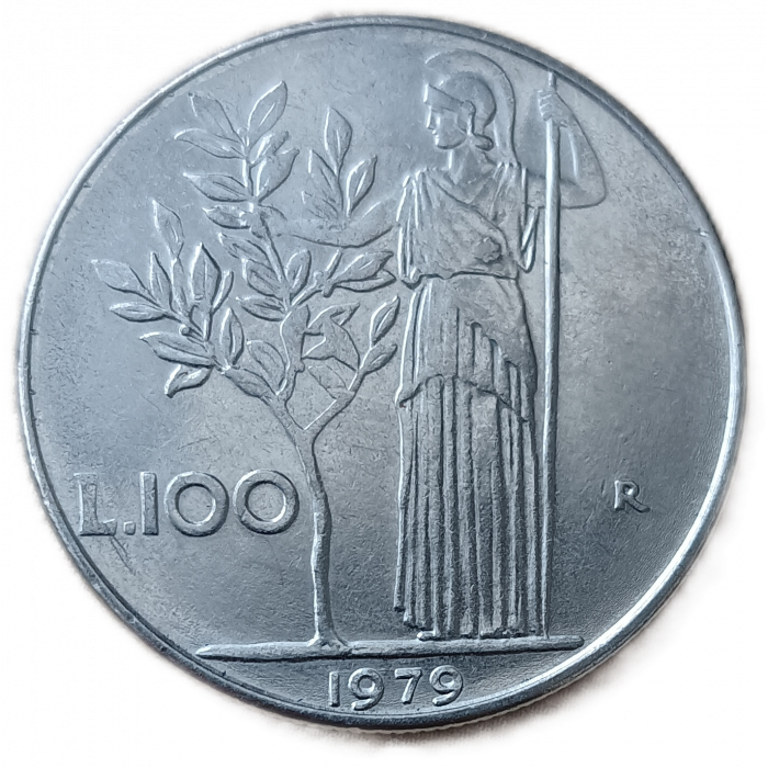 Италия 100 Лир 1979 год Богиня мудрости Минерва