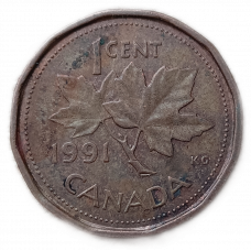 Канада 1 Цент 1991 год , Елизавета 2  