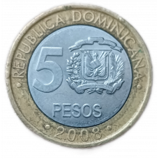 Доминикана Доминиканская Республика 5 песо 2008 год Президент Данило Медина Санчес