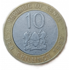 Кения 10 шиллингов 1997 год Президент Даниэль Тороитич арап Мои Биметалл