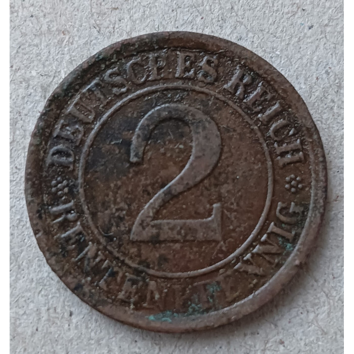 Германия 2 Рентенпфеннига 1924 год А Веймарская республика