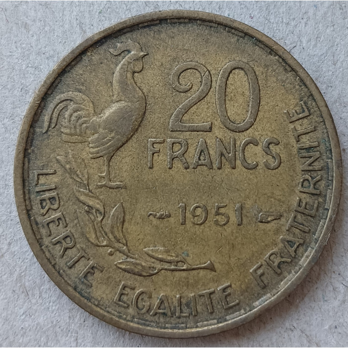 Франция 50 Франков 1951 год Петух