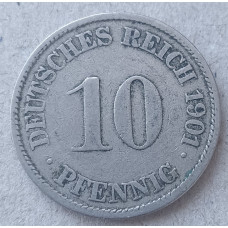 Германия 10 Пфеннигов 1901 год , J