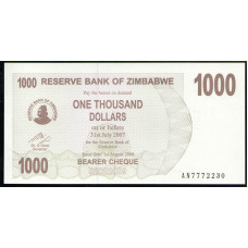 Зимбабве 1000 Долларов 2006 год , UNC