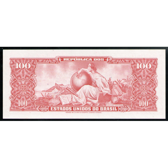 Бразилия 10 сентаво 1967 UNC Надпечатка на 100 крузейро 
