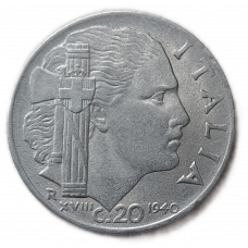 Италия 20 Чентезимо 1940 год Виктор Эммануил 3