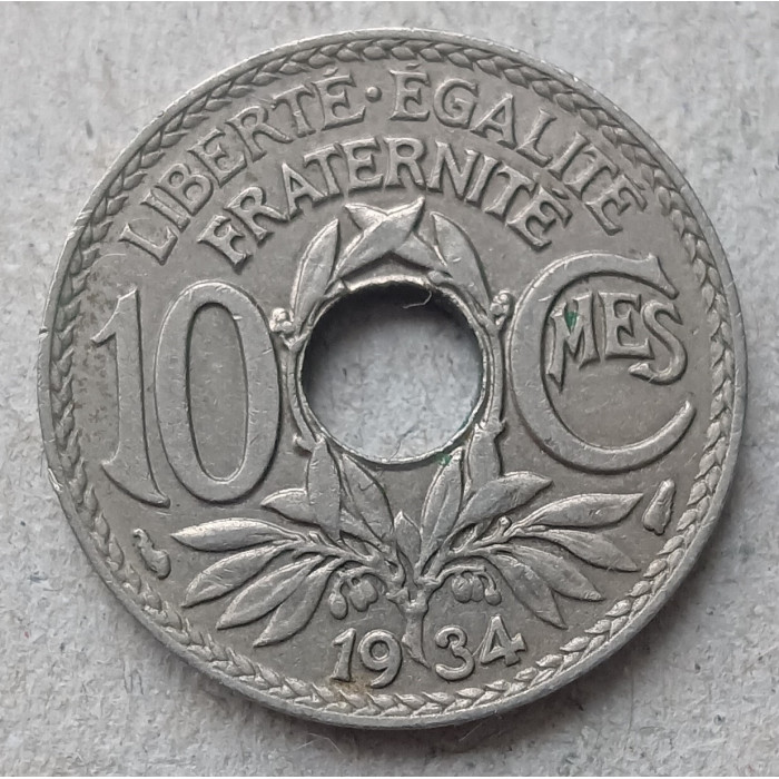 Франция 10 Сентим 1934 год
