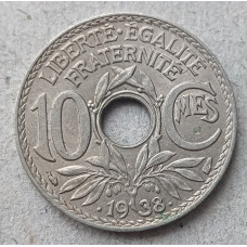 Франция 10 Сентим 1938 год