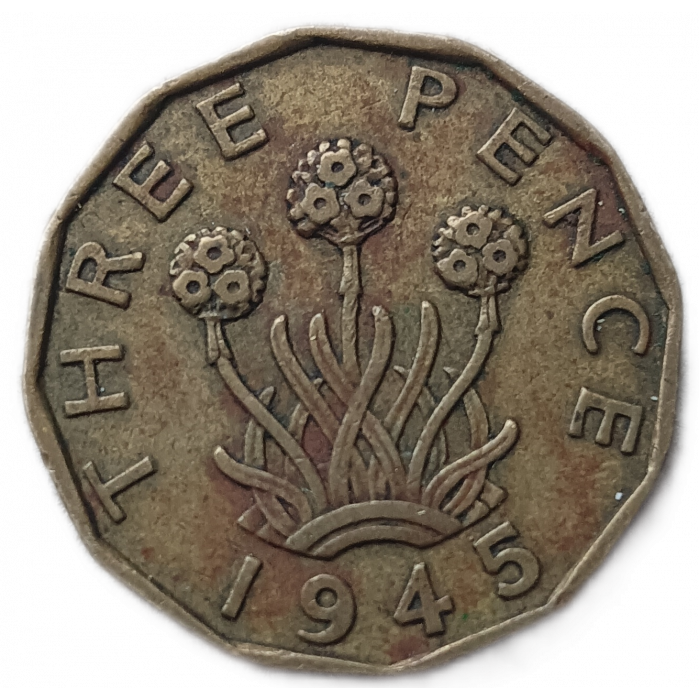Великобритания 3 Пенса 1945 год Армерия приморская Георг 6