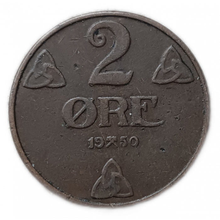 Норвегия 2 Эре 1950 год , Хокон VII