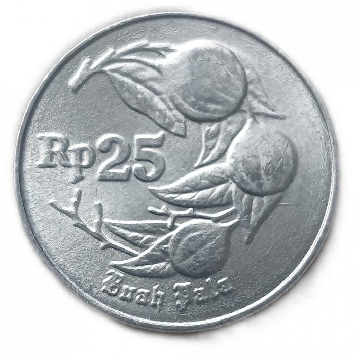Индонезия 25 рупий 1994 год Мускатный орех