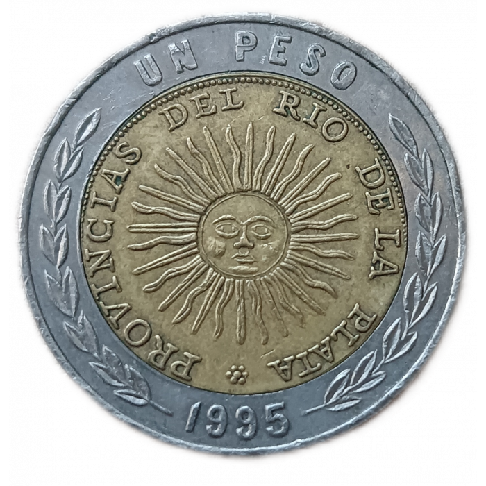 Аргентина 1 Песо 1995 год , Майское солнце , Биметалл  