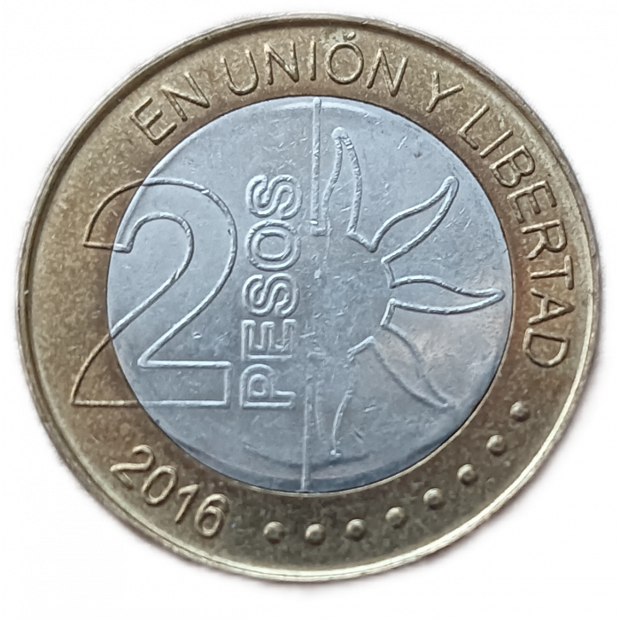 Аргентина 2 Песо 2016 год , 200 лет независимости, Биметалл  